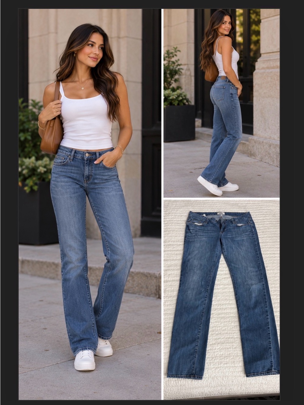 PAIGE Straight Leg Jeans in Medium Blue Wash